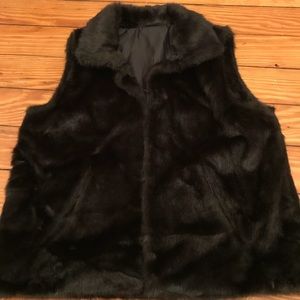 Dark green/black faux fur vest. OBO